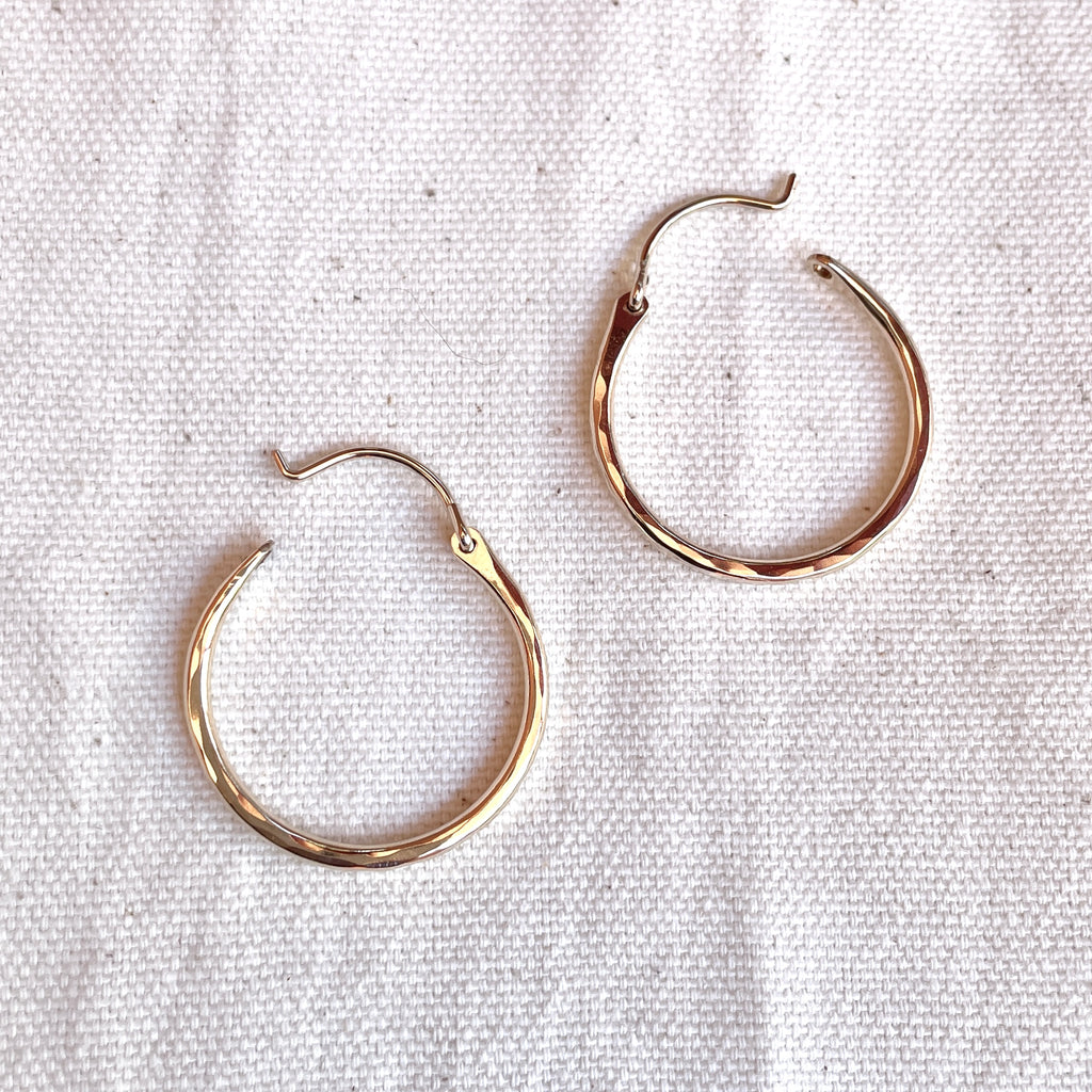 Stix Faceted Latch Back Hoops 14K Gold Fill